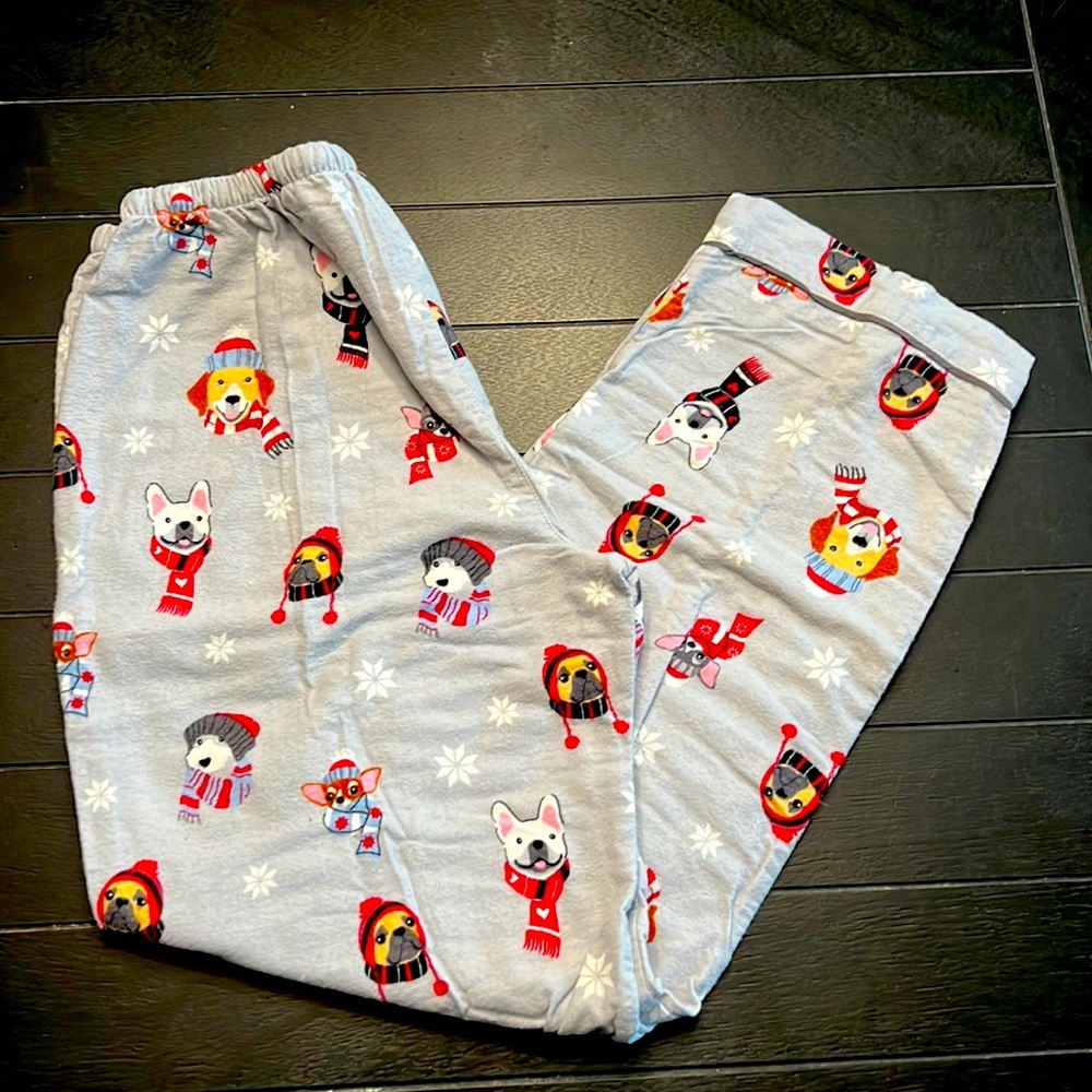 PJSalvage Dog print Flannel PJ bottoms Size M